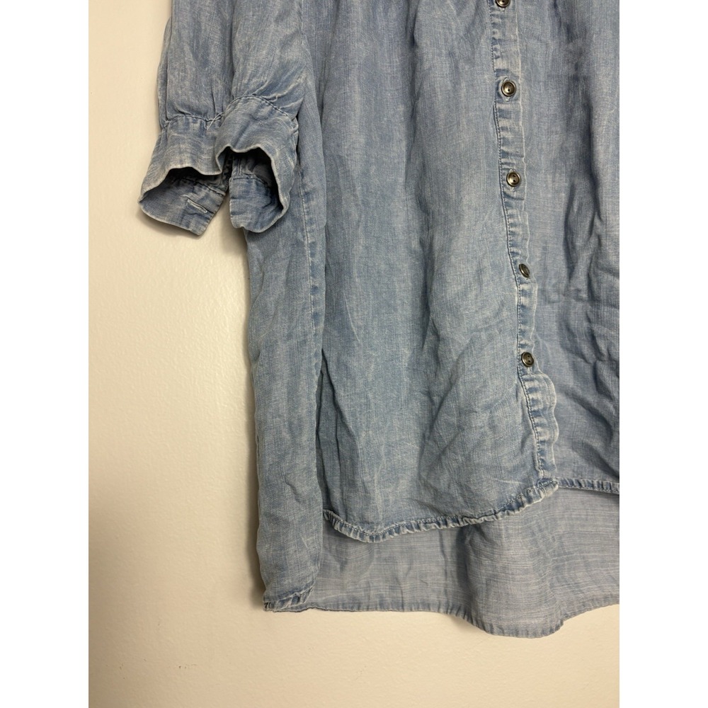 Jane and Delancey Women's Blue Short Sleeve Blouse Size M Country Boho Chic - Picture 5 of 12